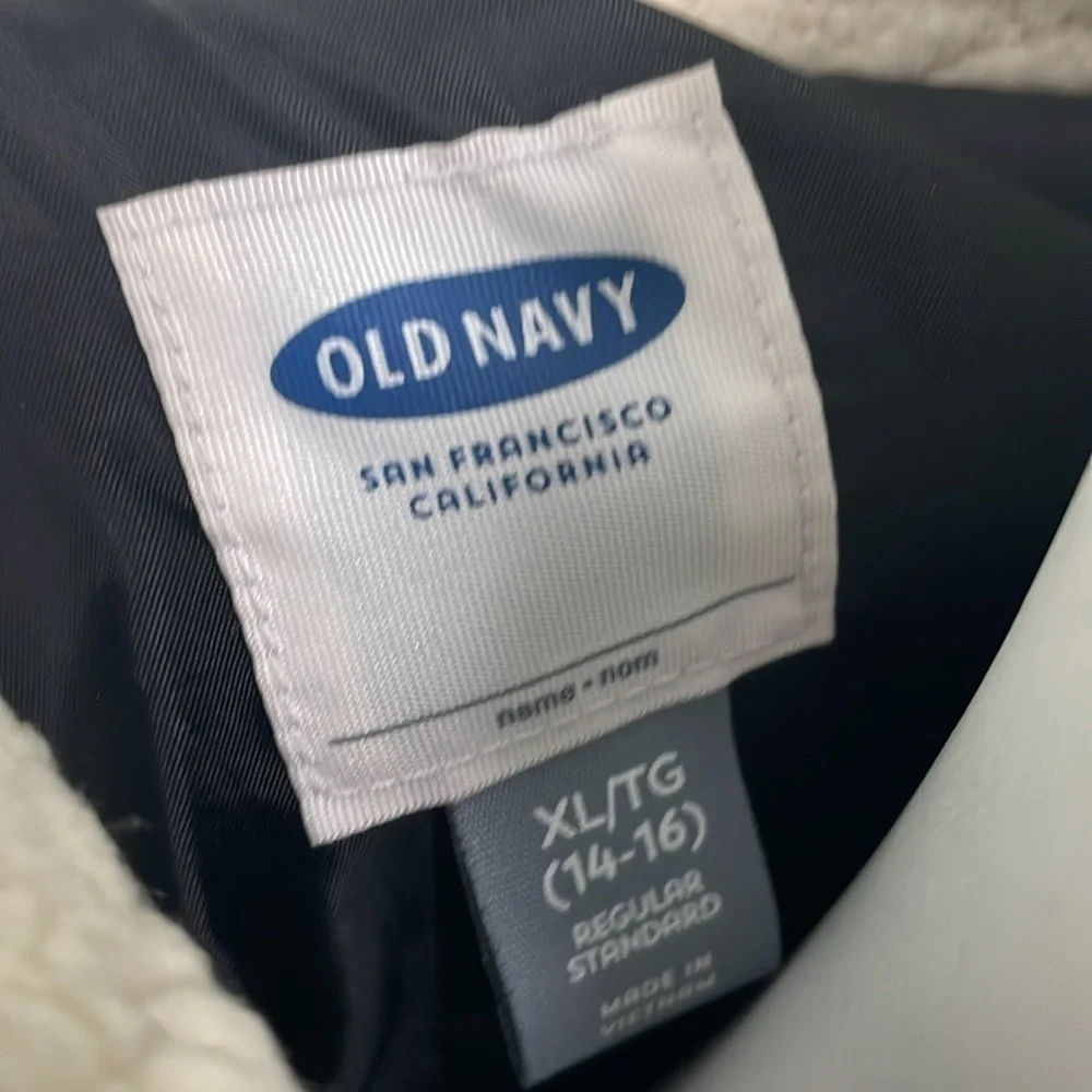 Old Navy Boys Black Wool Zip Up Lined Jacket XL